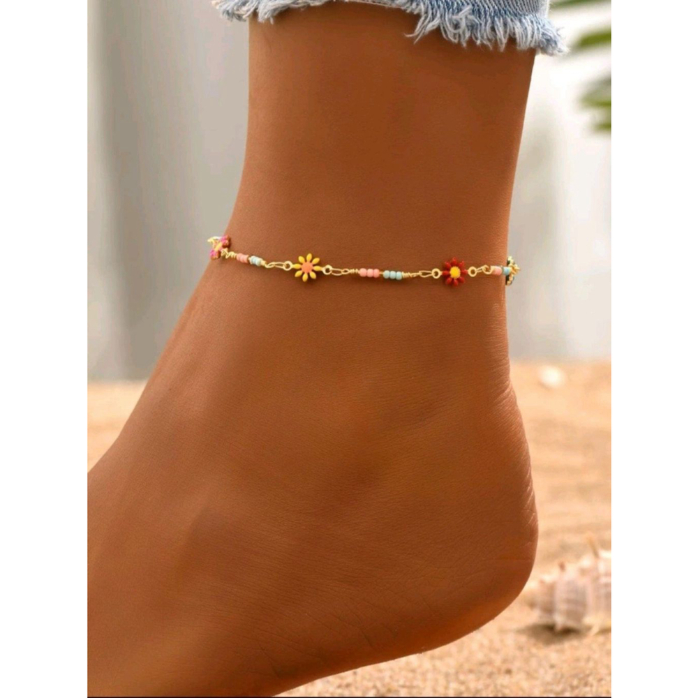 1pc Fashion Copper Daisy Decor Anklet
